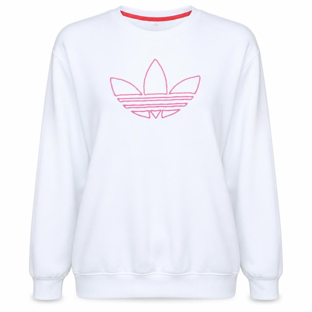 Adidas Womens White Sweatshirt Size 12 Crew Neck Logo Pullover