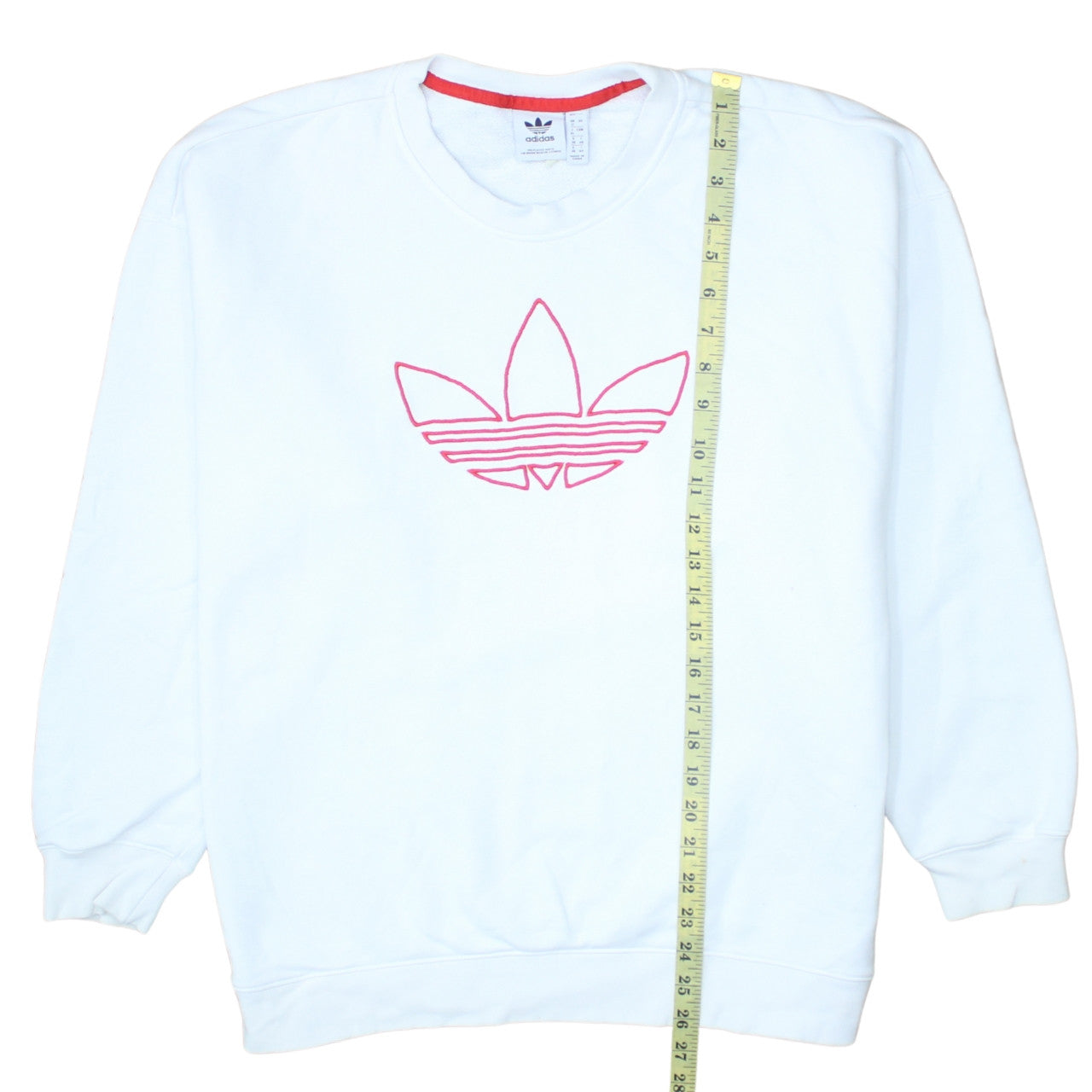 Adidas Womens White Sweatshirt Size 12 Crew Neck Logo Pullover