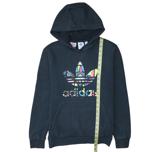 Adidas Boys Black Pullover Hoodie 13-14 Years Graphic Logo Sweatshirt