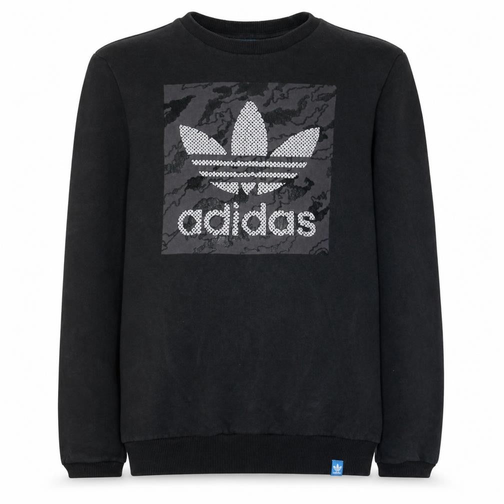 Adidas Men's Black Sequin Logo Pullover Sweatshirt Size S