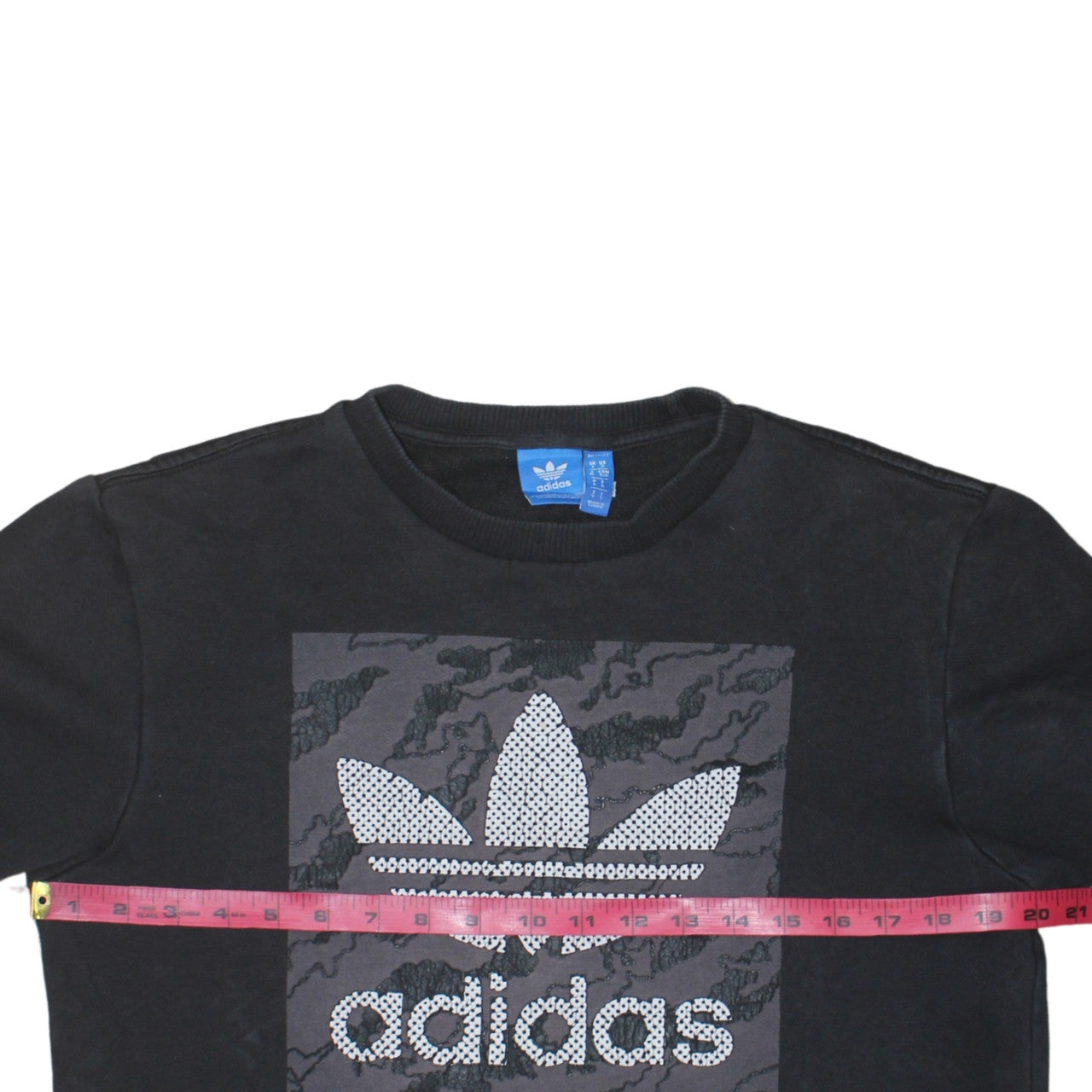 Adidas Men's Black Sequin Logo Pullover Sweatshirt Size S