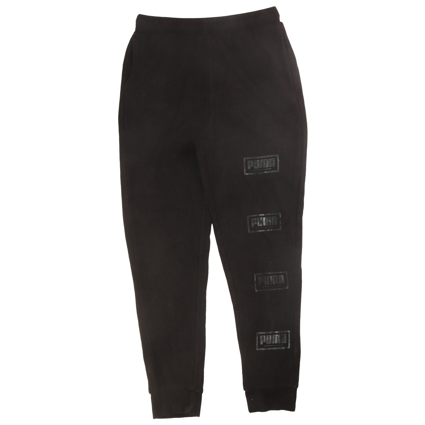 Puma Teens Black Jogger Trousers Size 14 Fleece Logo Activewear