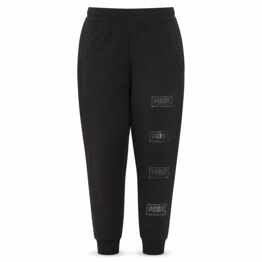 Puma Teens Black Jogger Trousers Size 14 Fleece Logo Activewear