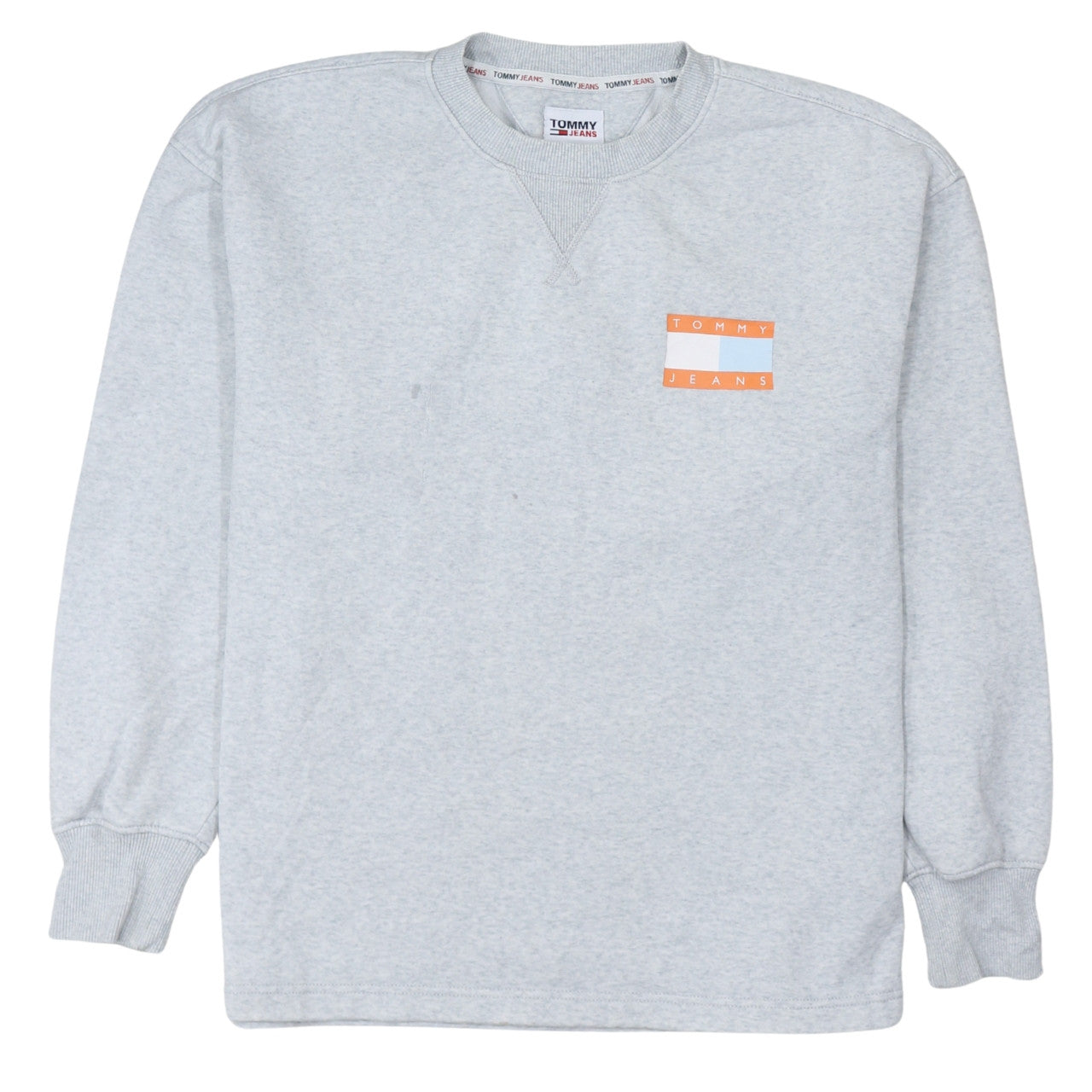 Tommy Jeans Mens Grey Logo Crew Neck Pullover Sweatshirt M