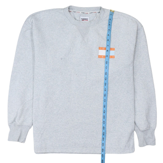 Tommy Jeans Mens Grey Logo Crew Neck Pullover Sweatshirt M