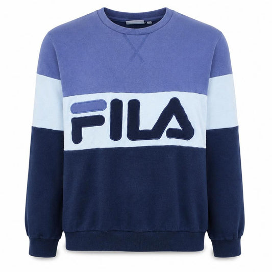 Fila Women’s Blue Colourblock Crew Neck Pullover Sweatshirt L