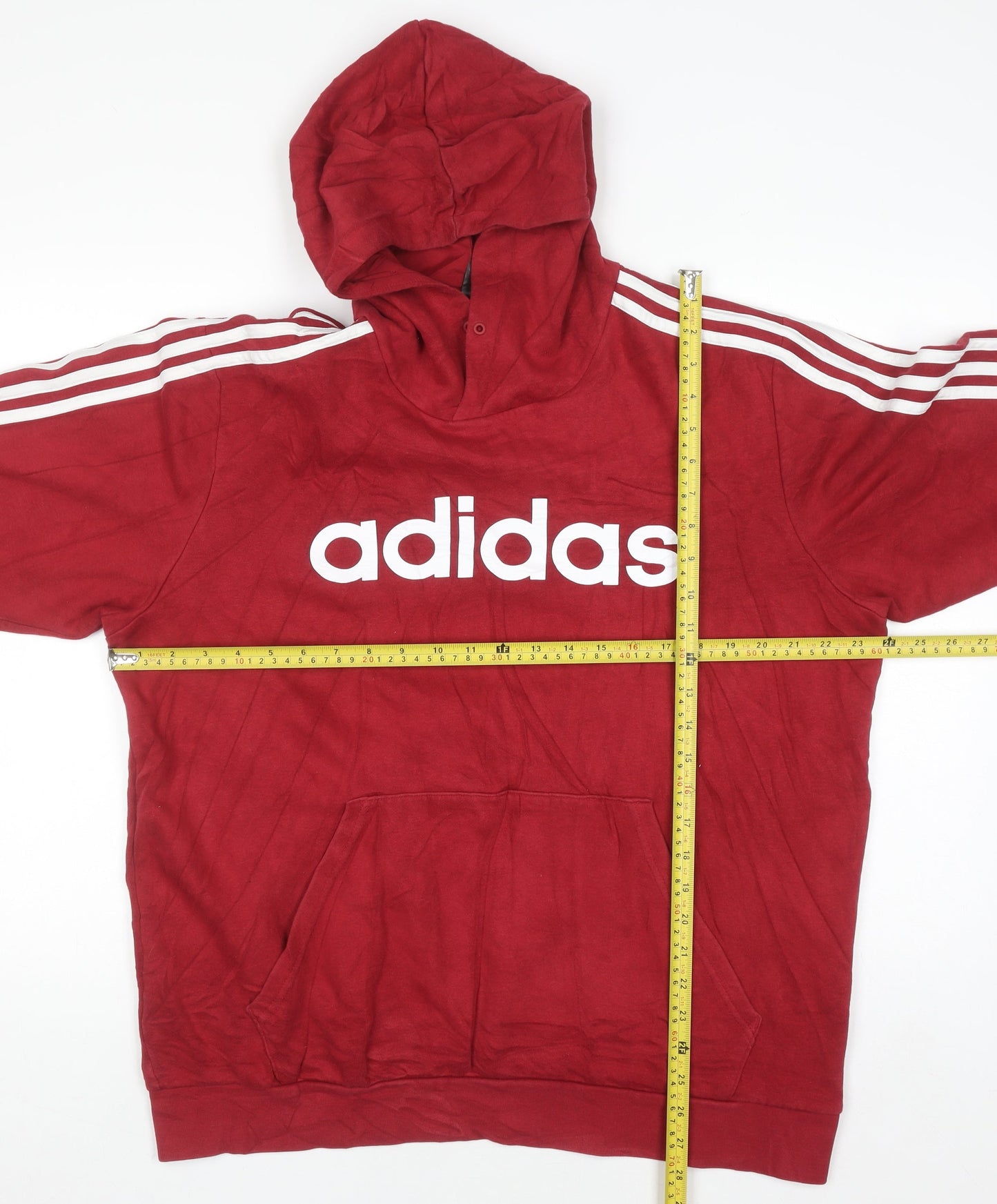 Adidas Men's Red XL Pullover Hoodie with Logo Print