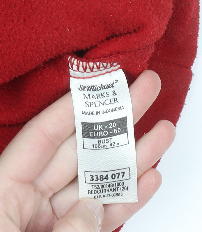 Marks and Spencer Women Red Full Zip Fleece Jacket UK 20