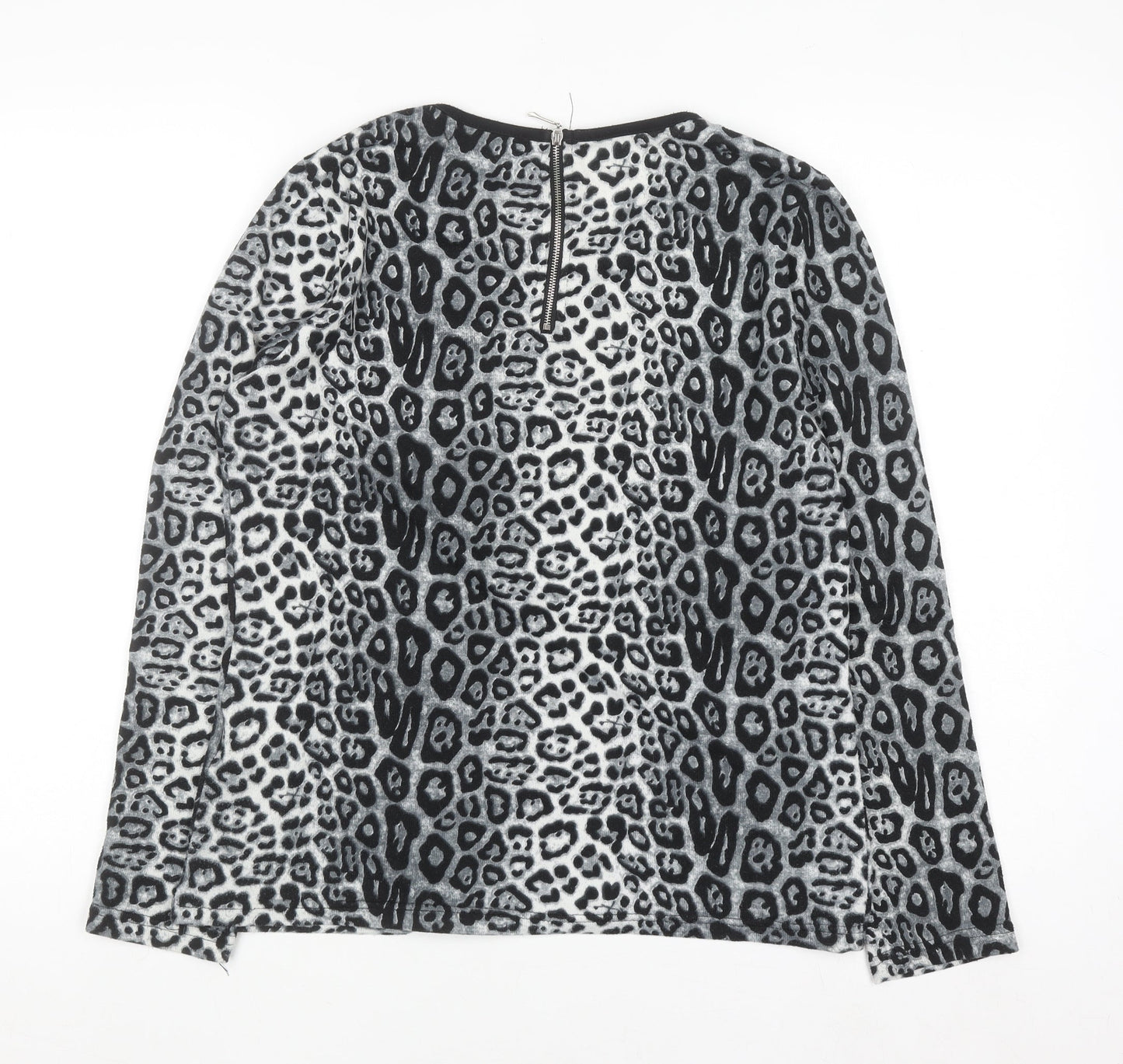 Paramour Women's Grey Animal Print Long Sleeve Blouse Size S