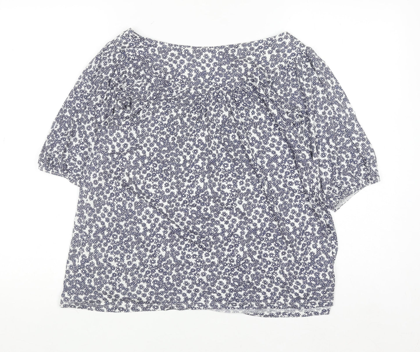 Dorothy Perkins Womens Blue Floral Blouse Size 10 Viscose Short Sleeve