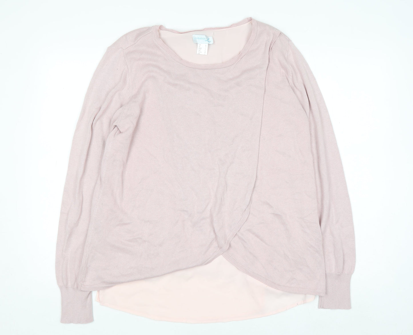 Création L Women’s Pink Wrap Long Sleeve Blouse Size 14