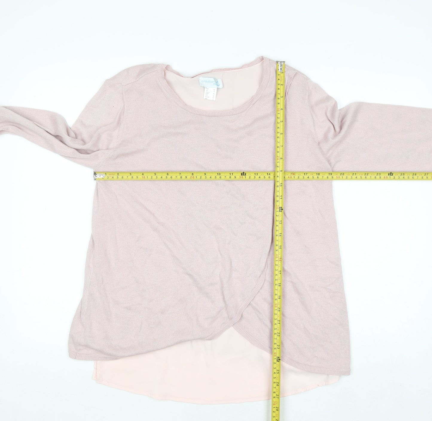 Création L Women’s Pink Wrap Long Sleeve Blouse Size 14