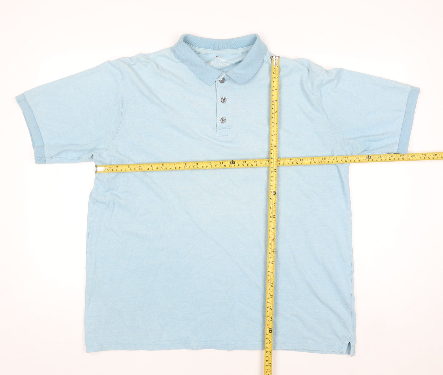 Marks and Spencer Blue Harbour Men's Blue Cotton Polo Shirt L
