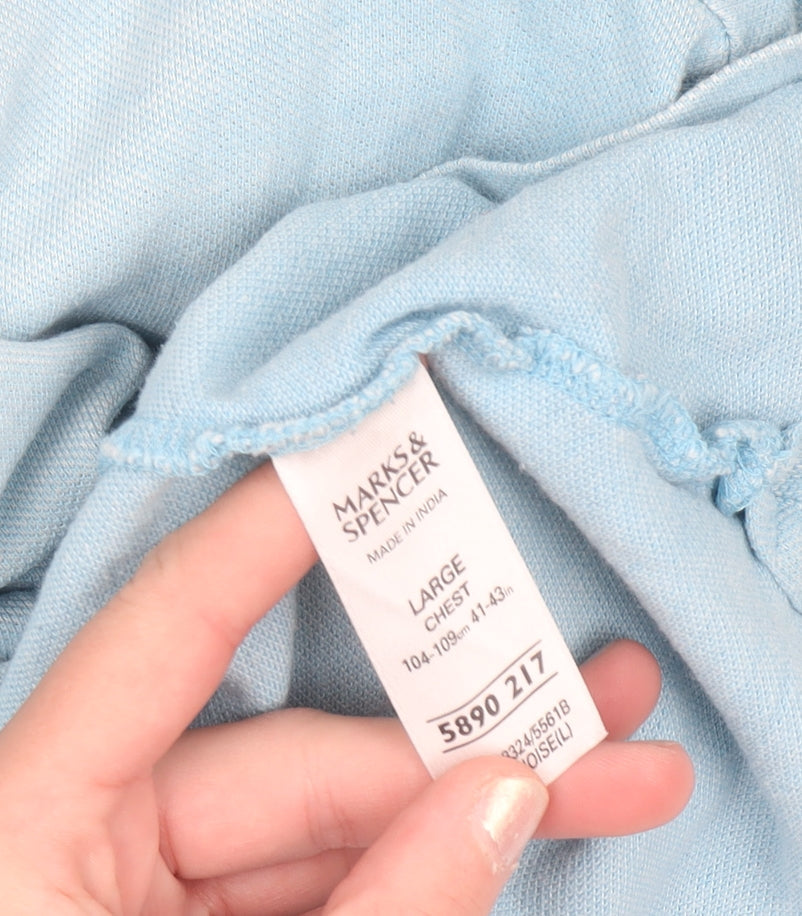 Marks and Spencer Blue Harbour Men's Blue Cotton Polo Shirt L