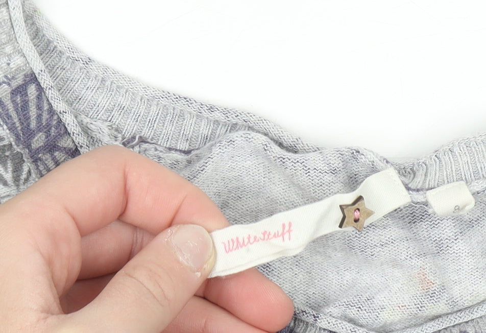 White Stuff Womens Grey Butterfly Button Cardigan Size 8 Cotton Knit