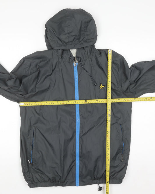 Lyle & Scott Men's Grey Hooded Windbreaker Jacket Size M