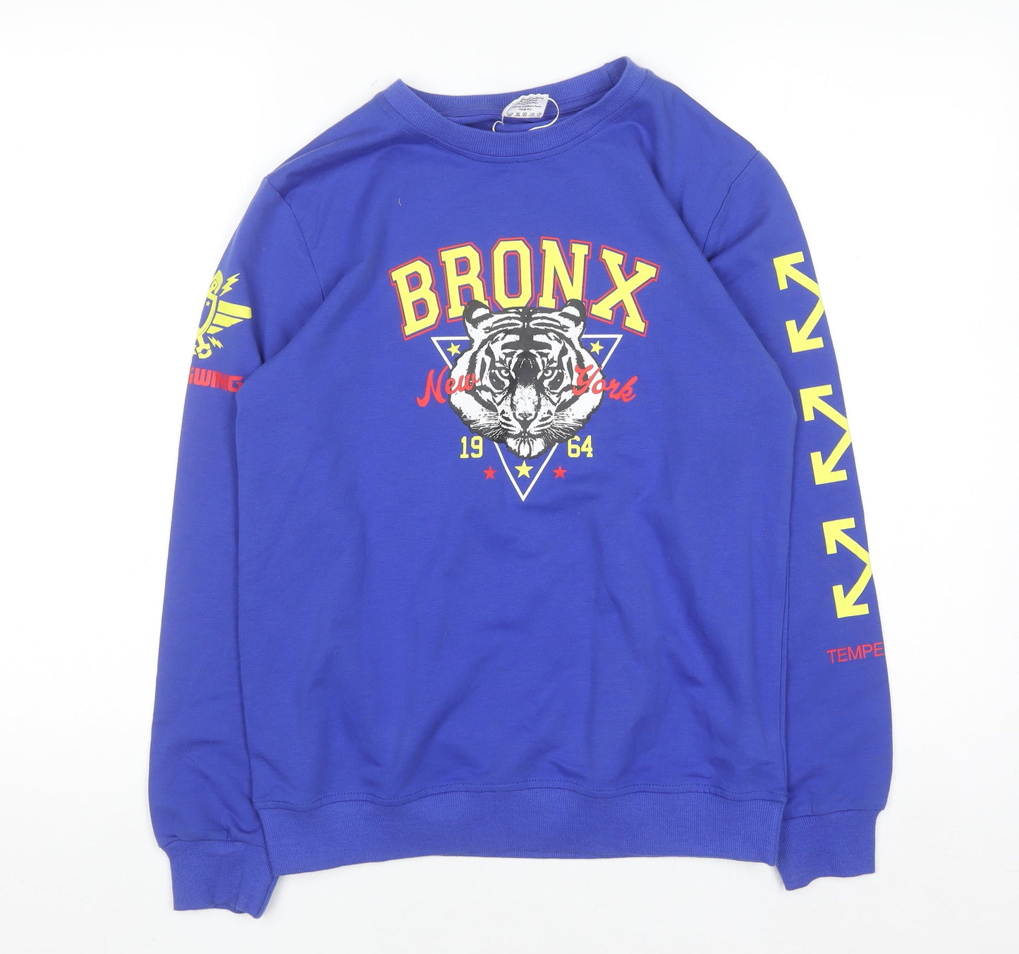 COMFISH Teens Blue Bronx Graphic Print Pullover Sweatshirt 164