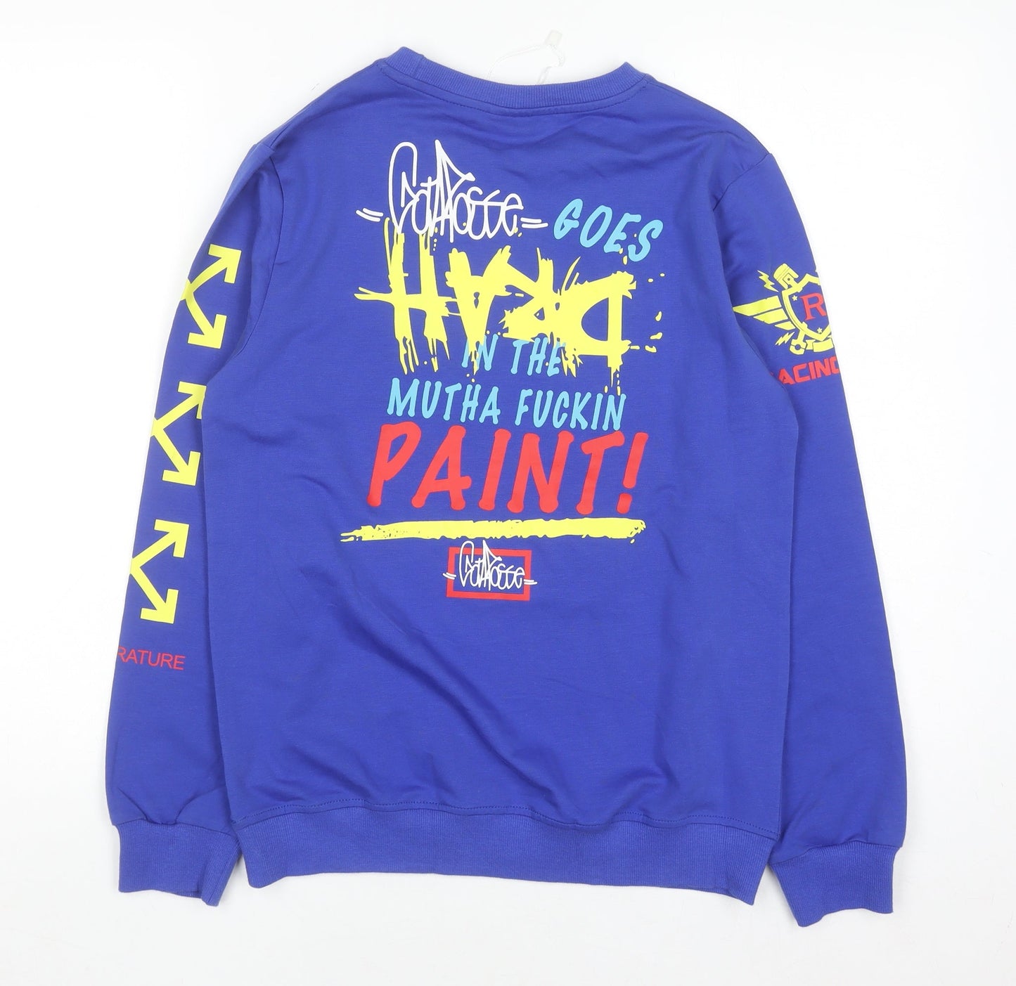 COMFISH Teens Blue Bronx Graphic Print Pullover Sweatshirt 164