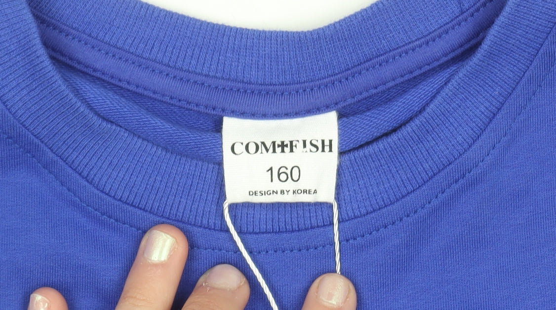 COMFISH Teens Blue Bronx Graphic Print Pullover Sweatshirt 164