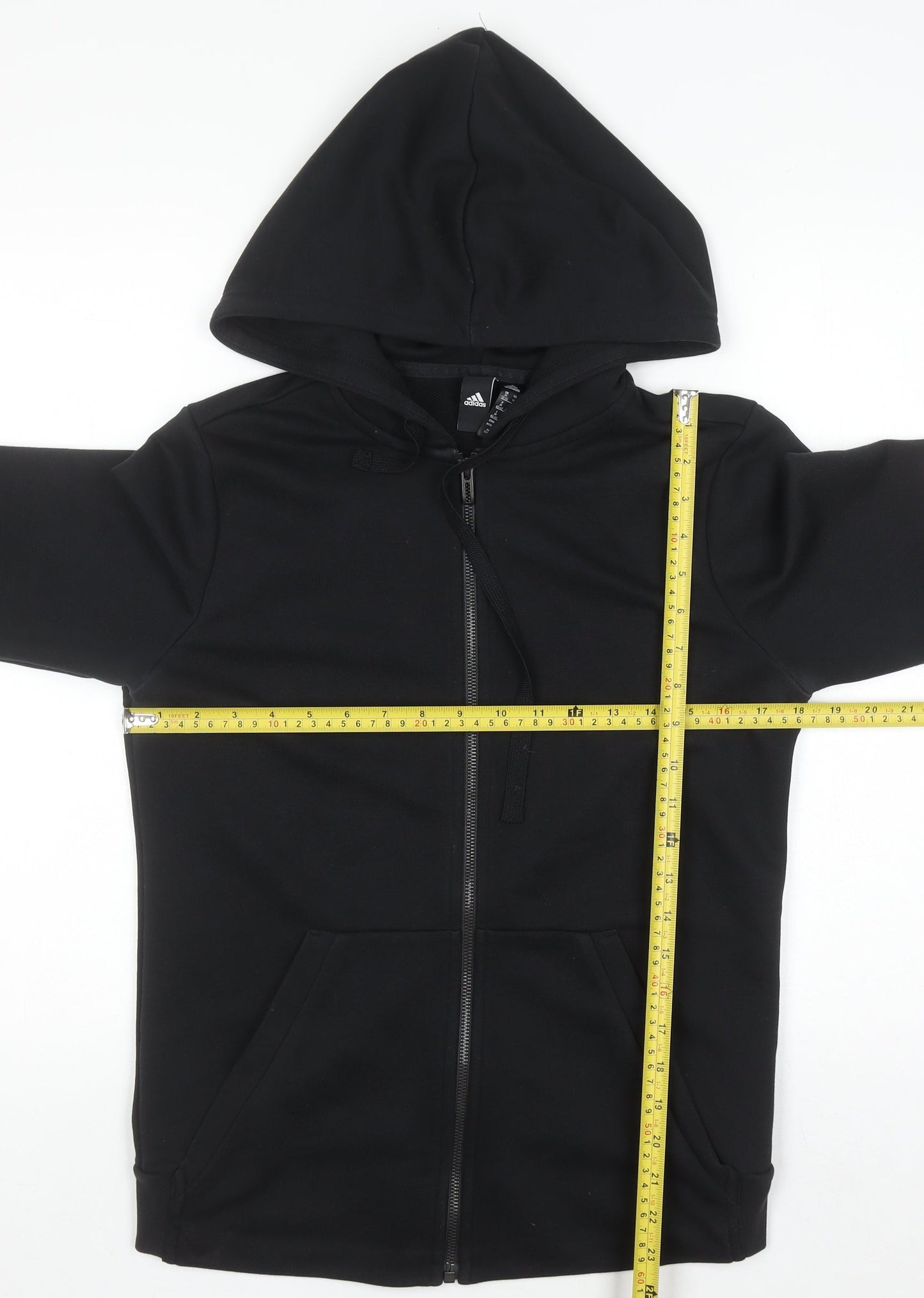 Adidas Womens Black Full Zip Hoodie Size M 12-14 Cotton Blend