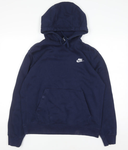 Nike Mens Blue Pullover Hoodie M Regular Fit Fleece Sweatshirt