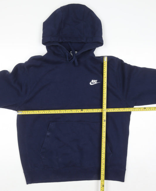 Nike Mens Blue Pullover Hoodie M Regular Fit Fleece Sweatshirt