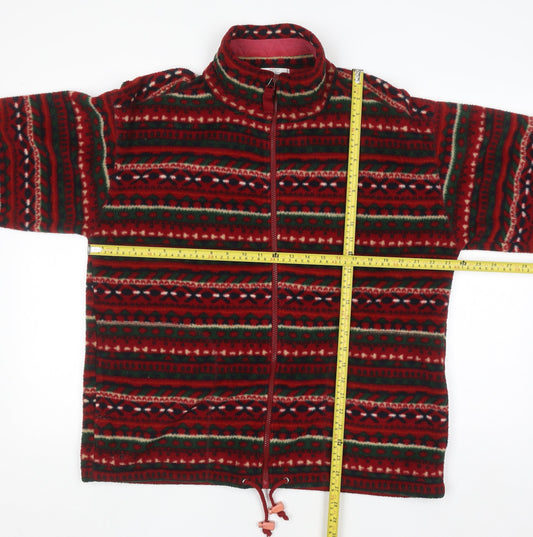 Marks and Spencer Womens Red Fair Isle Full Zip Fleece Jacket UK 12