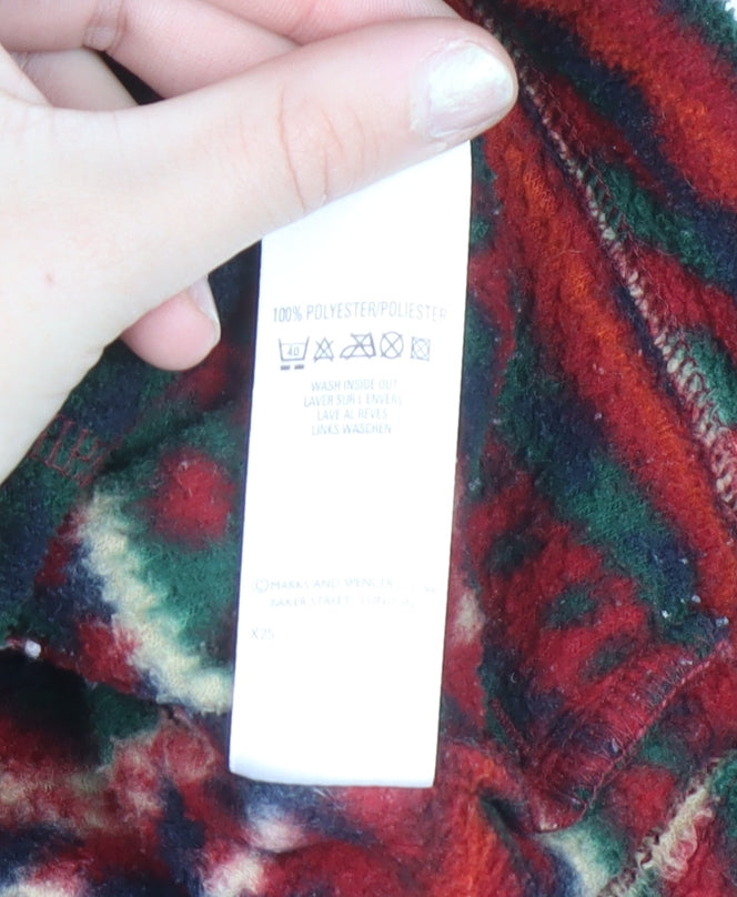 Marks and Spencer Womens Red Fair Isle Full Zip Fleece Jacket UK 12
