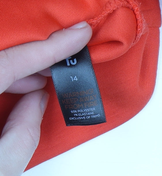 Tu Woman Orange 1/2 Zip Funnel Neck Pullover Sweatshirt Size 14