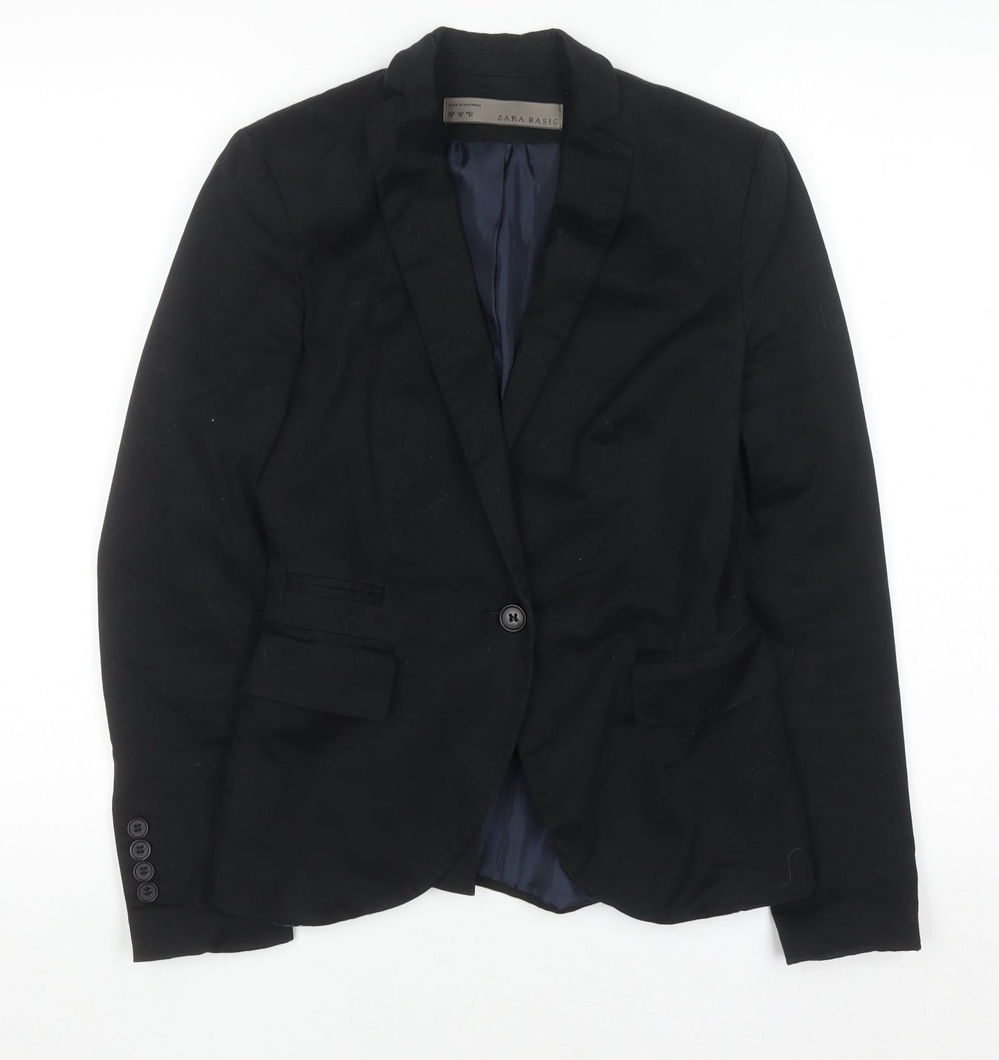 Zara Women Black XS Single-Breasted Blazer Jacket Workwear