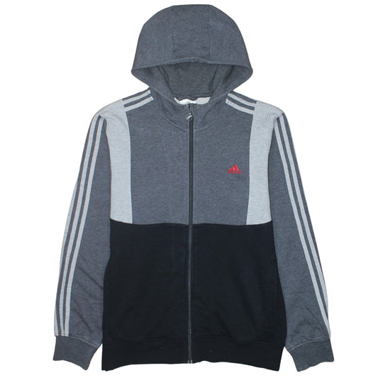 Adidas Men’s Grey Full Zip Hoodie Size L Sportswear Cotton Blend