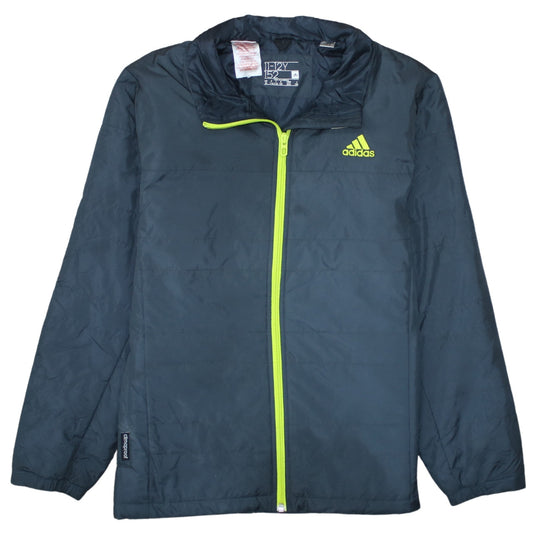 Adidas Boys Blue 11-12 Years Lightweight Puffer Jacket with Neon Zip