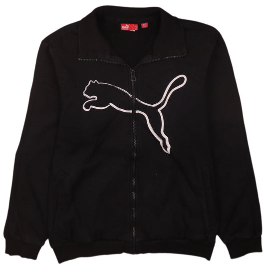 Puma Boys Black Full Zip Hoodie Size 12 Large Logo Sweatshirt