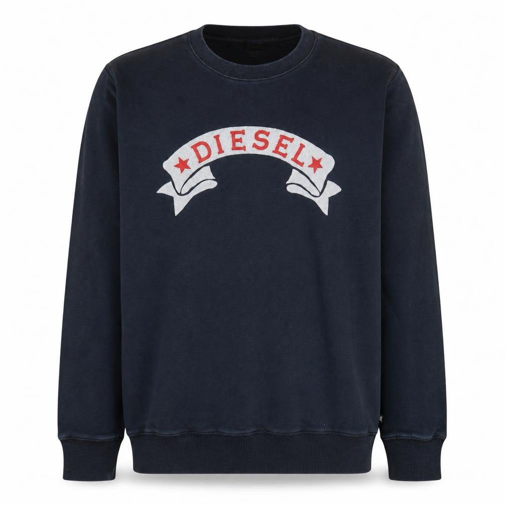 Diesel Mens Blue Crew Neck Logo Embroidered Sweatshirt L