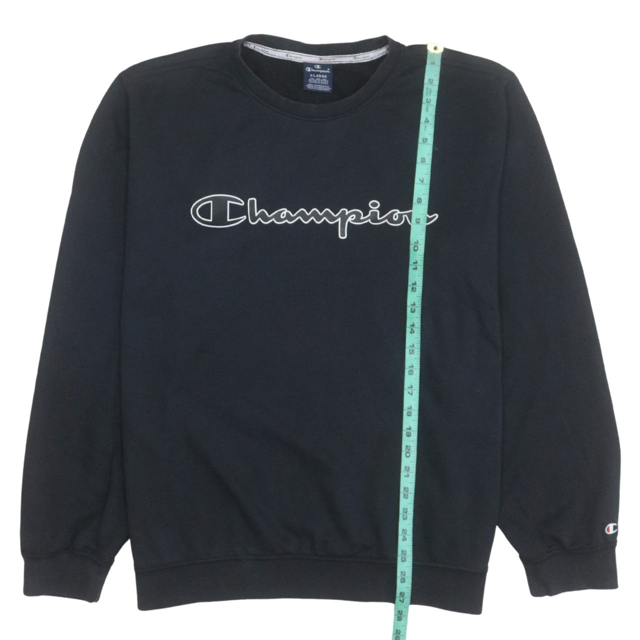 Champion Men's Black XL Pullover Crew Neck Logo Sweatshirt