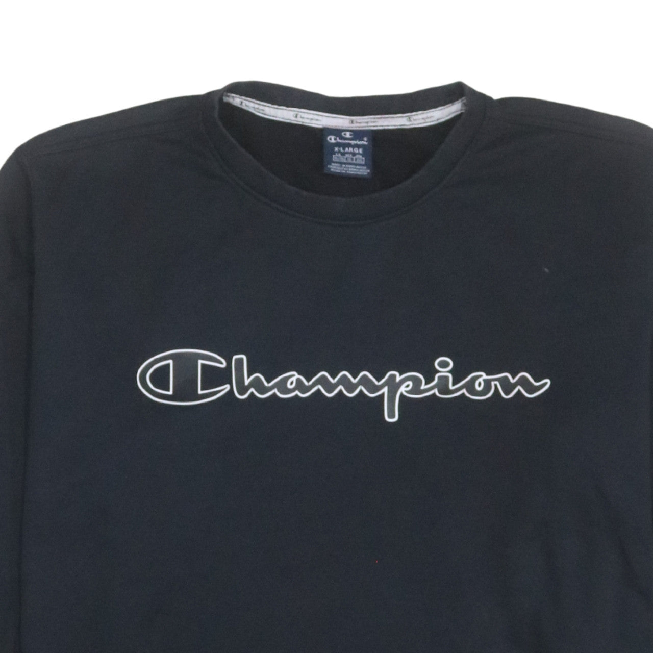Champion Men's Black XL Pullover Crew Neck Logo Sweatshirt