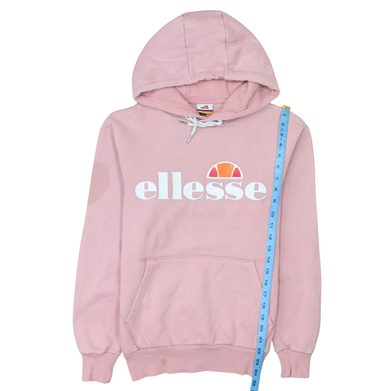 Ellesse Womens Pink Pullover Hoodie UK 8 Cotton Blend Logo Sweatshirt