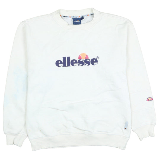 Ellesse Womens White Small Pullover Sweatshirt Crew Neck Long Sleeve Logo