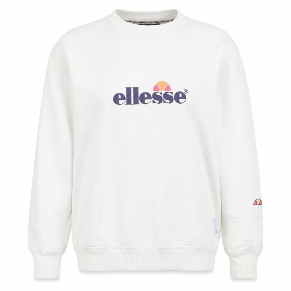 Ellesse Womens White Small Pullover Sweatshirt Crew Neck Long Sleeve Logo
