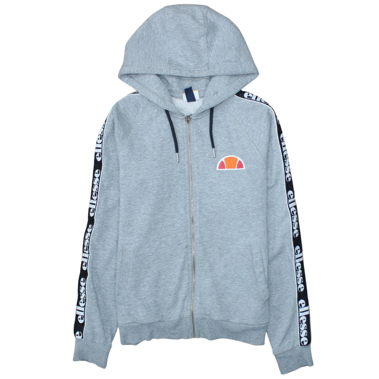 Ellesse Men's Grey Full Zip Hoodie Logo Tape Trim Size M