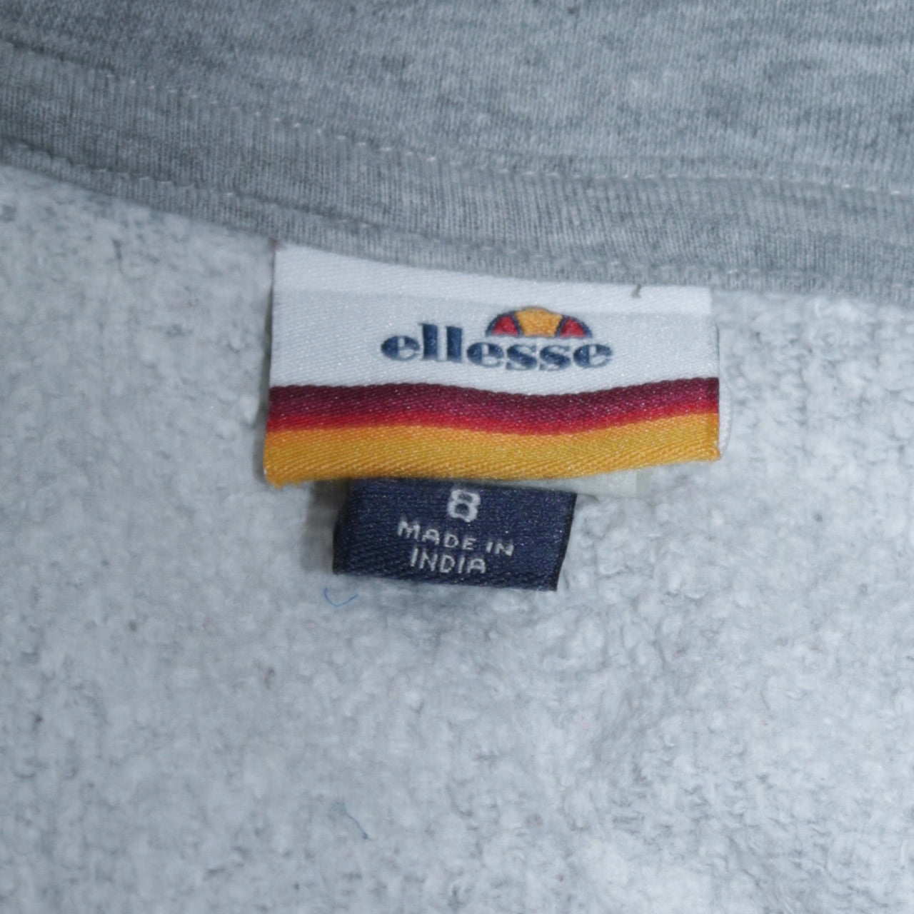 Ellesse Men's Grey Full Zip Hoodie Logo Tape Trim Size M