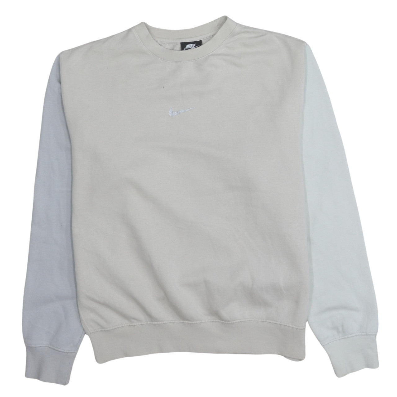 Nike Women’s Beige & Grey Standard Fit Sweatshirt Size S Cotton Blend