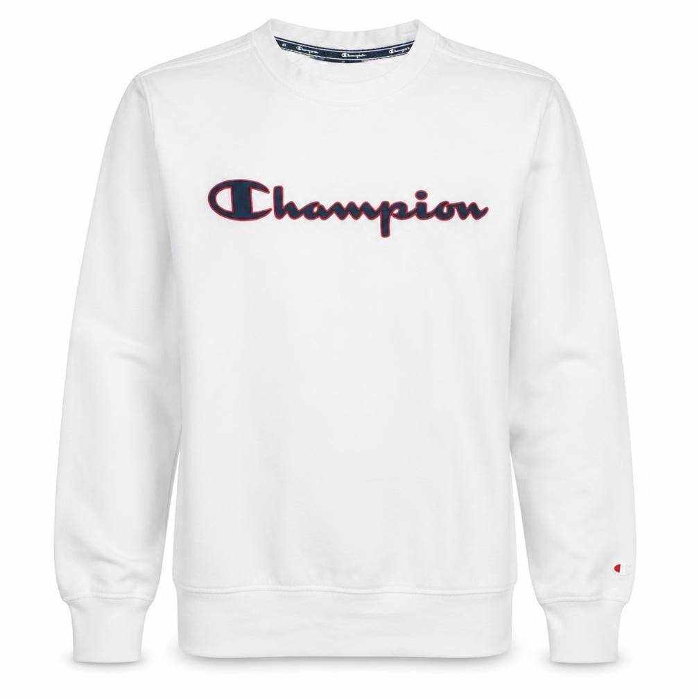 Champion Men's White XS Crew Neck Pullover Sweatshirt Logo Cotton Blend