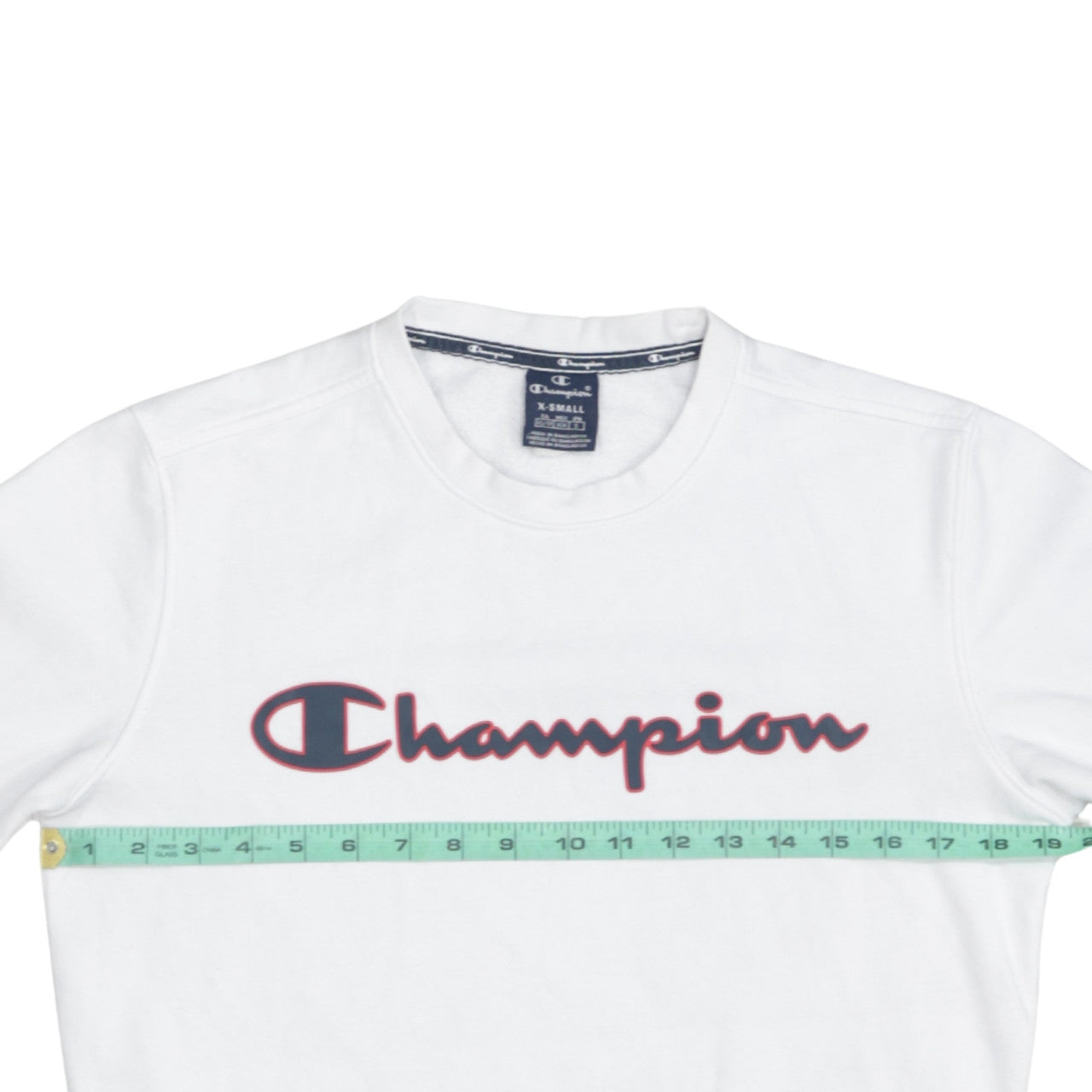 Champion Men's White XS Crew Neck Pullover Sweatshirt Logo Cotton Blend