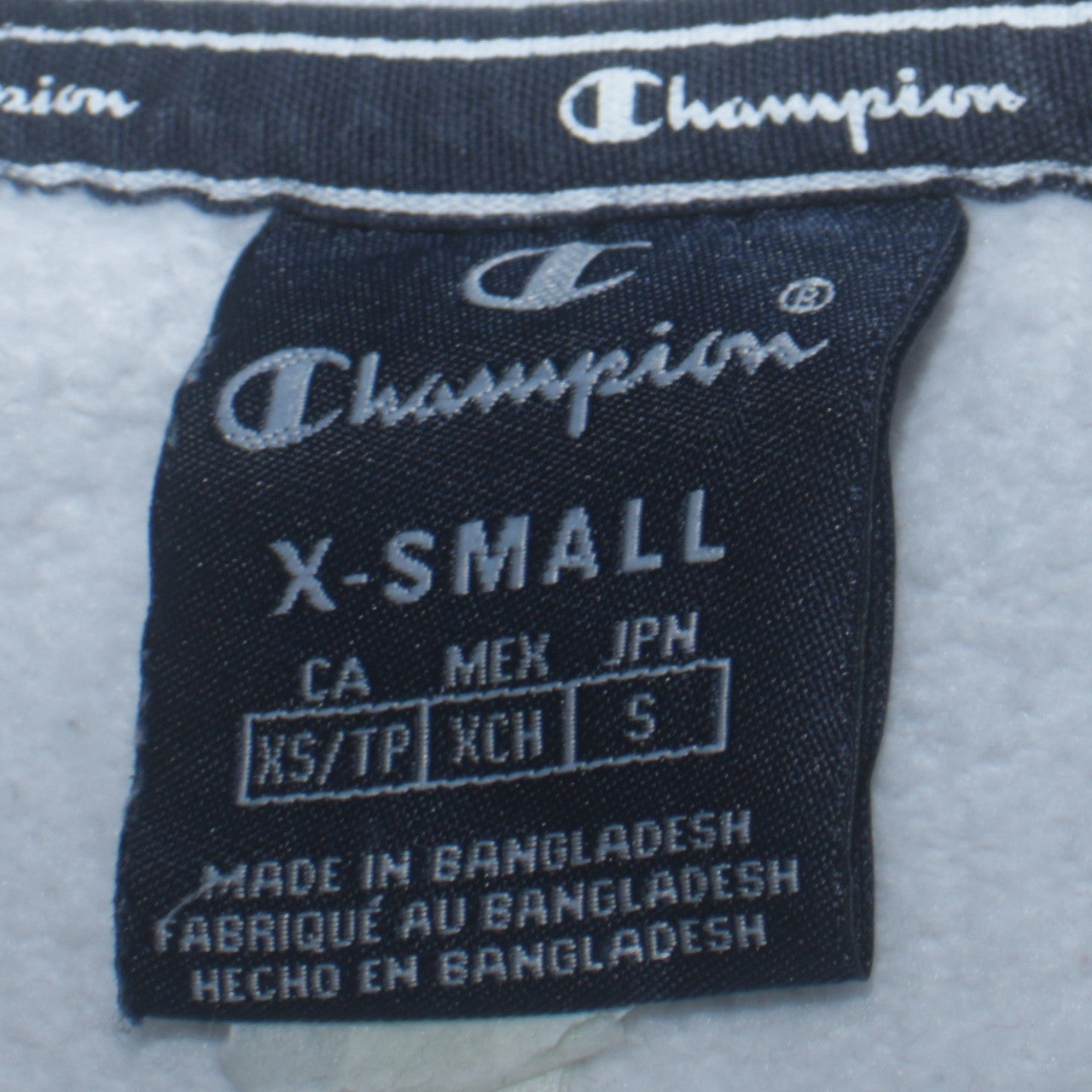 Champion Men's White XS Crew Neck Pullover Sweatshirt Logo Cotton Blend