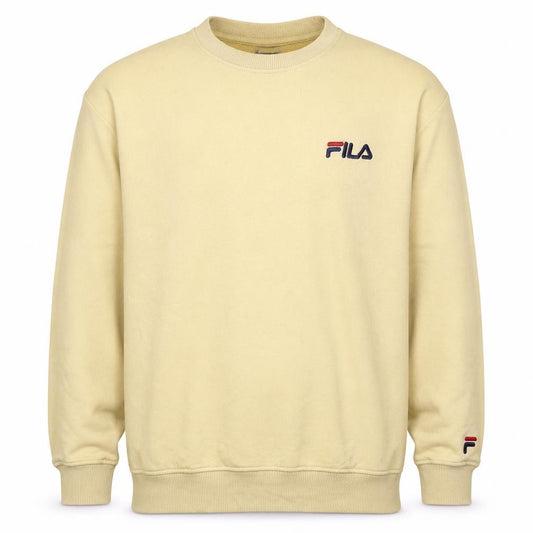 Fila Men's Beige Small Pullover Sweatshirt Crew Neck Classic Fit