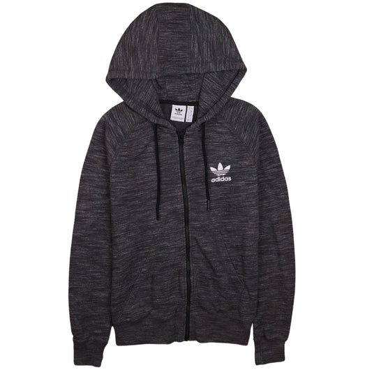Adidas Womens Black Full Zip Hoodie Size 10 Hooded Sweatshirt