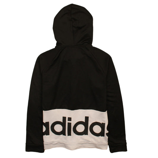 Adidas Womens Black White Full Zip Hoodie L 16-18 Logo Sporty