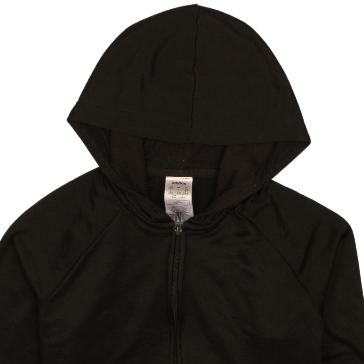 Adidas Womens Black White Full Zip Hoodie L 16-18 Logo Sporty