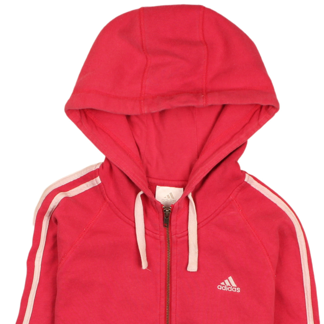 Adidas Womens Pink Full Zip Hoodie Size 10 Cotton Blend